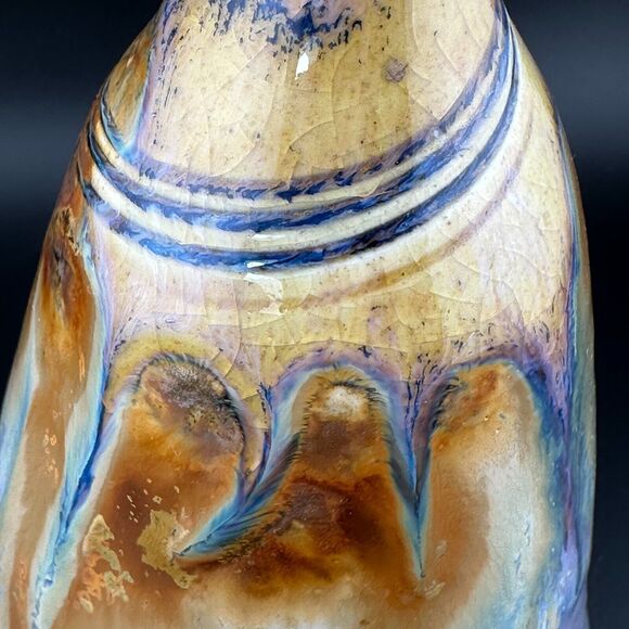 Phil Mayhew Pottery Vase Multicolor Drip Glaze Artist Signed 7" H Tennessee - Picture 5 of 8